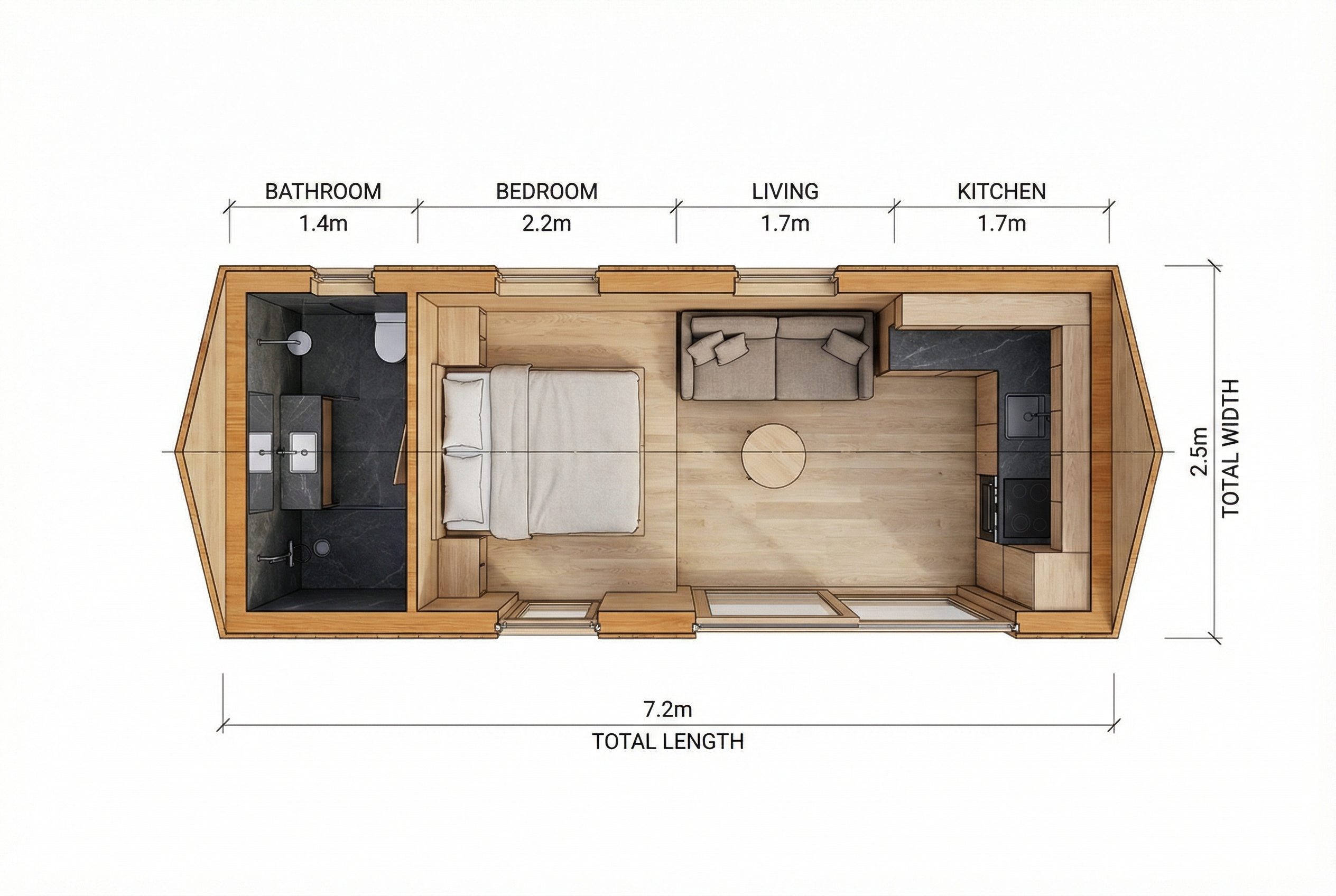 Intérieur Tiny House Nature & Bois - Haven Green