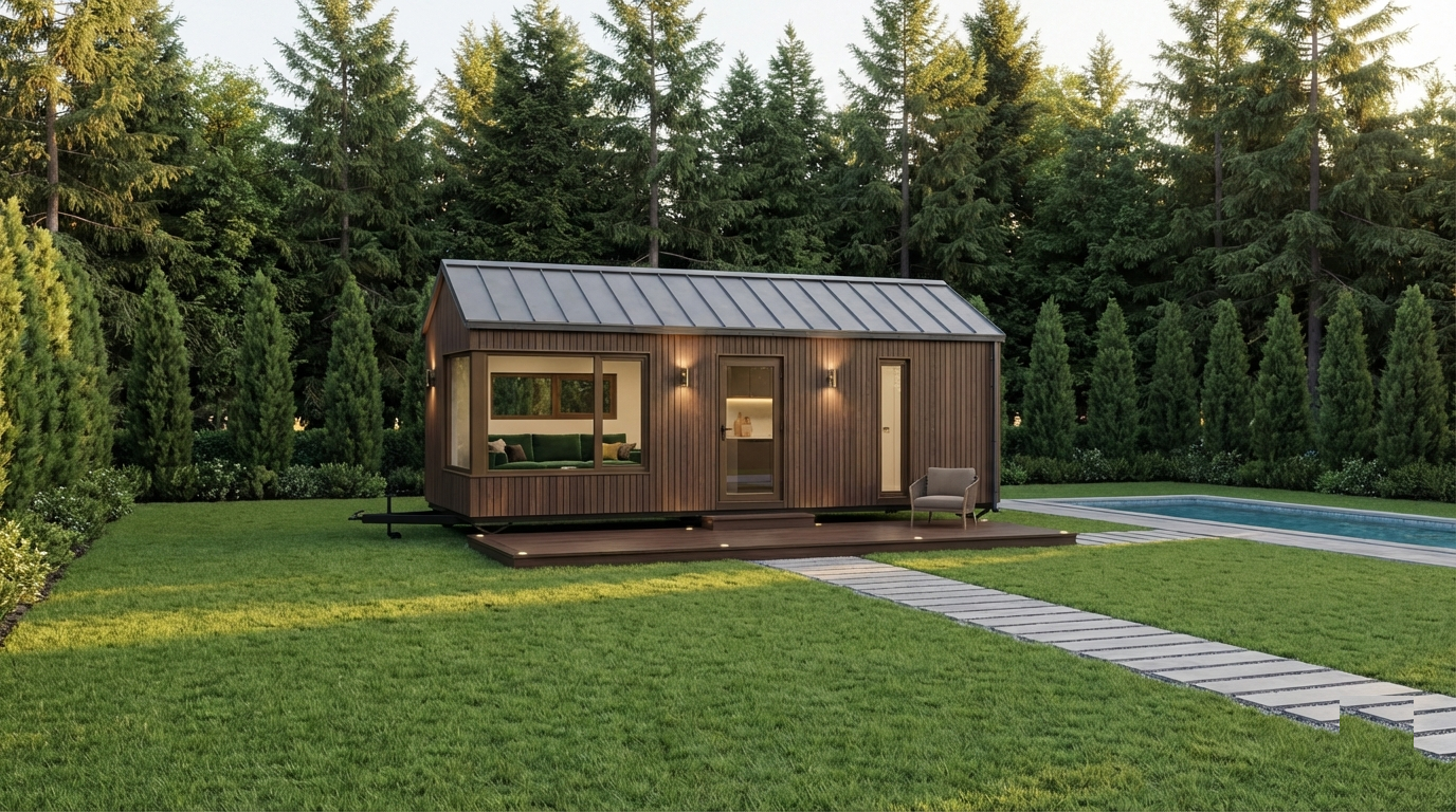 Tiny house de luxe Obsidienne vue exterieure - Haven Green